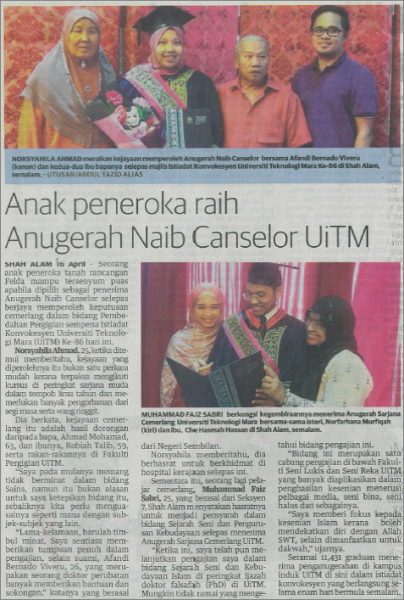 Anak Peneroka Raih Anugerah Naib Canselor UITM