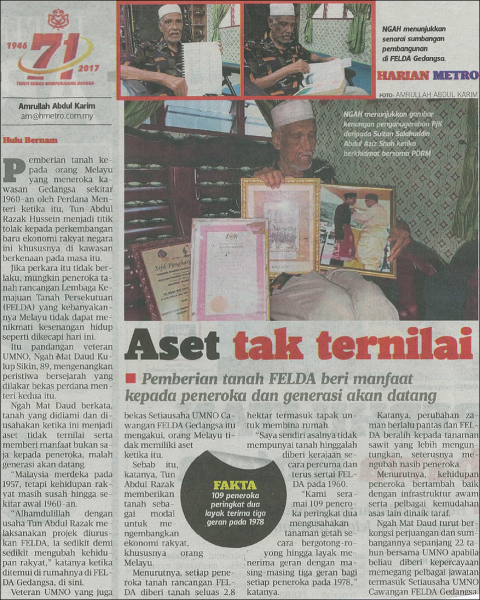 Felda Pemberian Tanah Felda Beri Manfaat Kepada Peneroka Dan Generasi Akan Datang