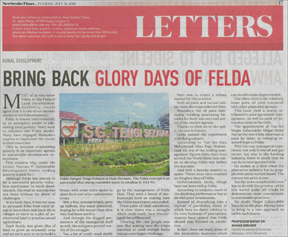 Bring back glory days of FELDA