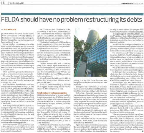 FELDA should have no problem restructuring its debts