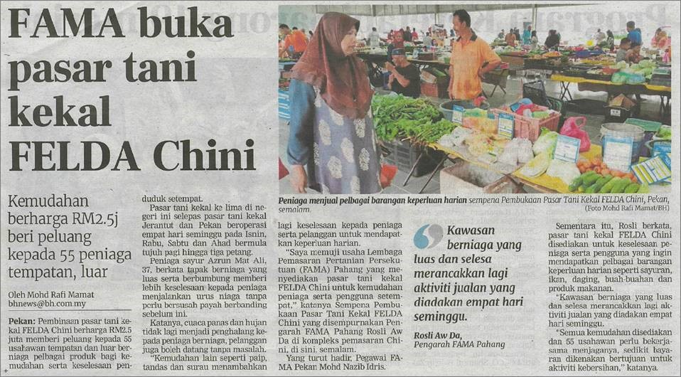 Fama buka pasar tani kekal Felda Chini