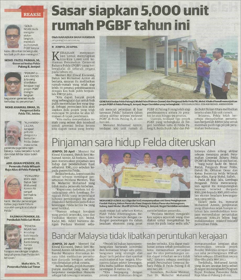 FELDA - Sasar siapkan 5,000 unit rumah PGBF tahun ini