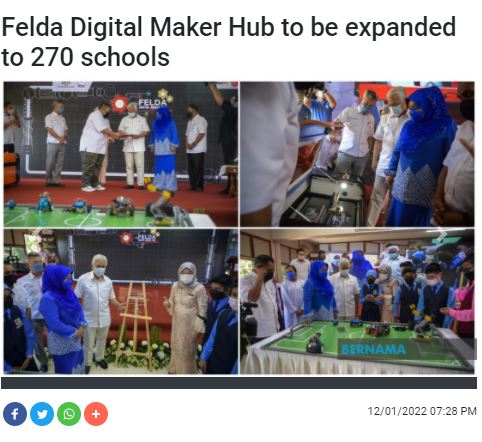 Felda Digital Maker Hub to be expanded to 270 schools Bernama