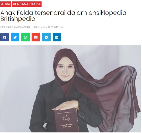 Anak Felda tersenarai dalam ensiklopedia Britishpedia KOSMO