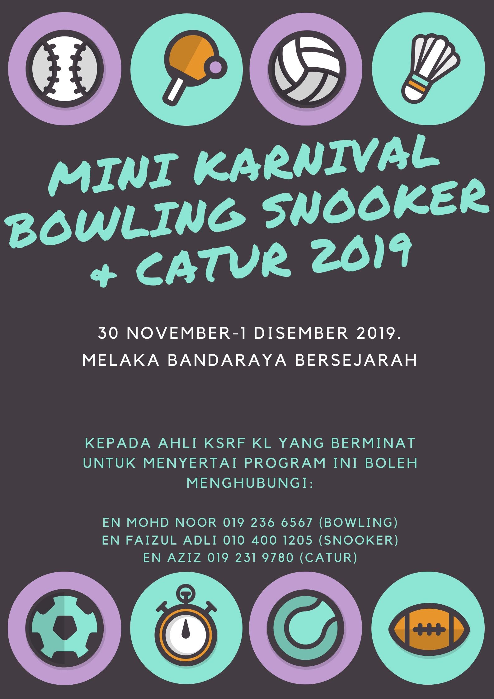 Mini Karnival Indoor Game Bowling Snooker Catur 2019
