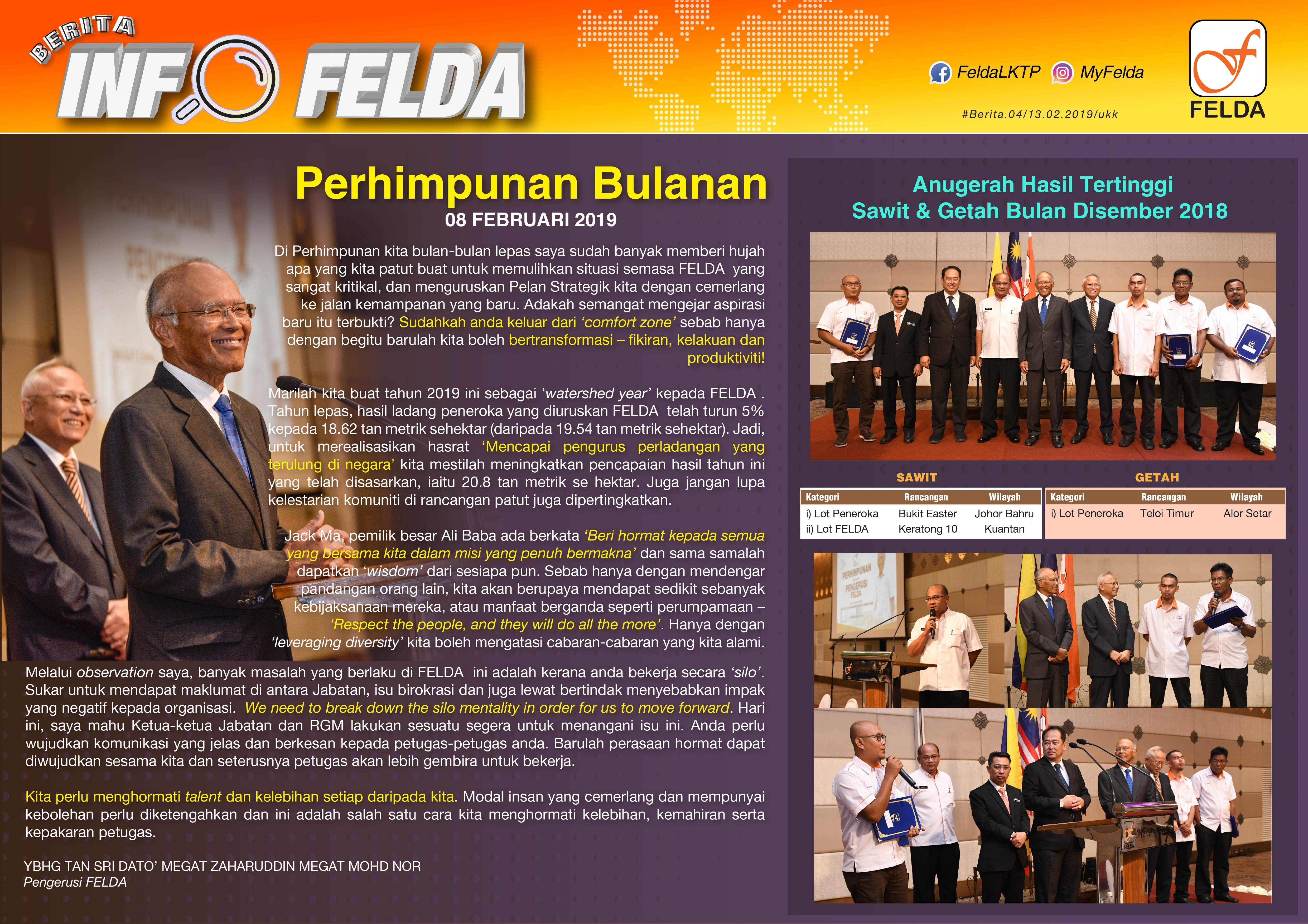 Perhimpunan Bulanan Petugas FELDA Februari 2019