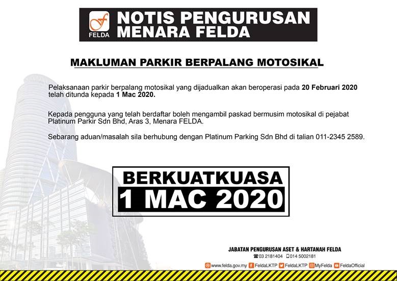 MAKLUMAN PARKIR BERPALANG MOTOSIKAL
