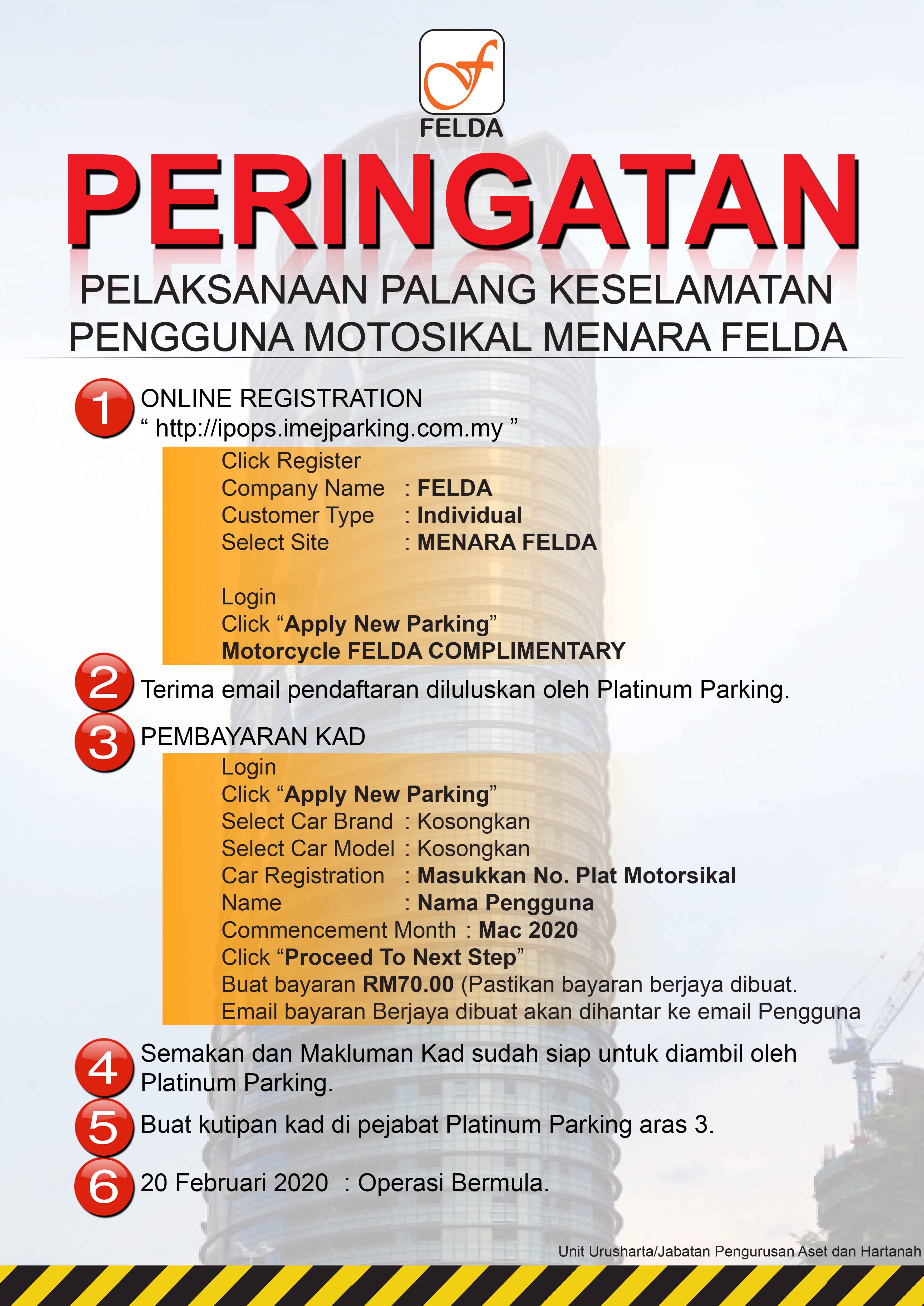 Peringatan Mesra Pelaksanaan Kad Akses Motosikal Menara FELDA