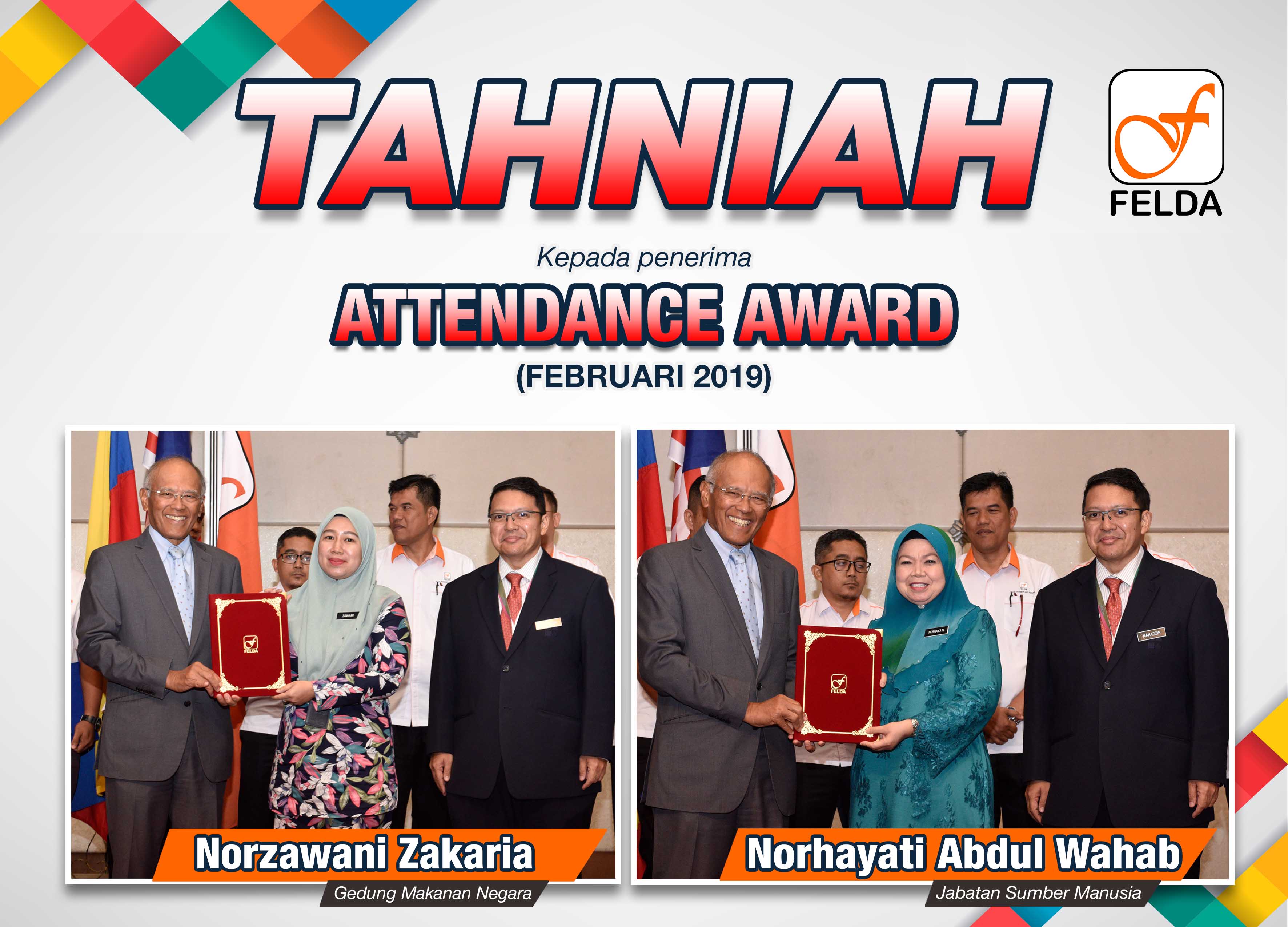 TAHNIAH penerima anugerah attendence feb19